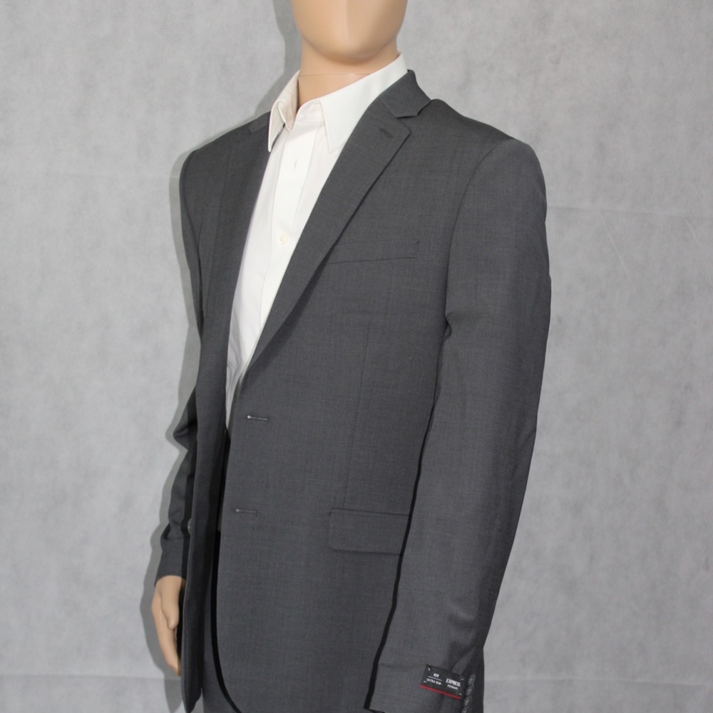 Slim Gray Wool-Blend Performance Stretch Suit Jacket